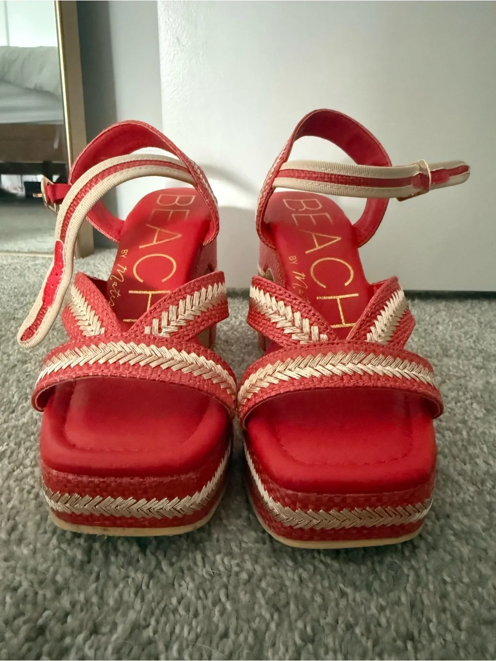 Beach by Matisse Red Raffia Wedges